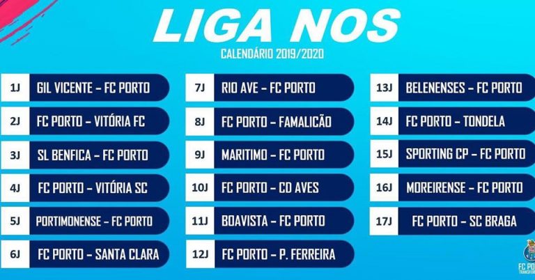 Calendário do FC Porto para a Liga Nos 19/20