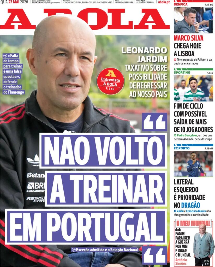 Capa A Bola de 27 Mai 2026 — FC Porto