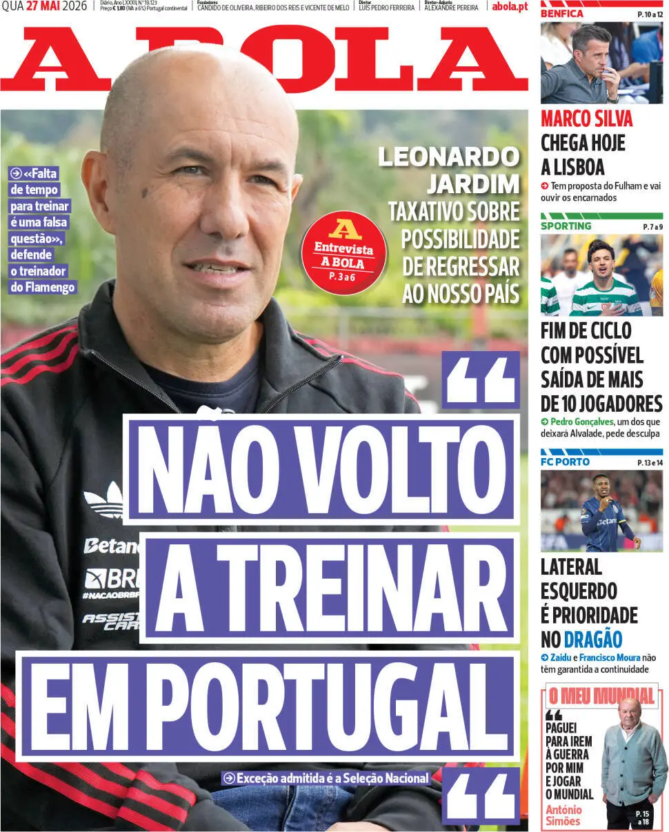 Capa A Bola de 27/05/2026 — FC Porto