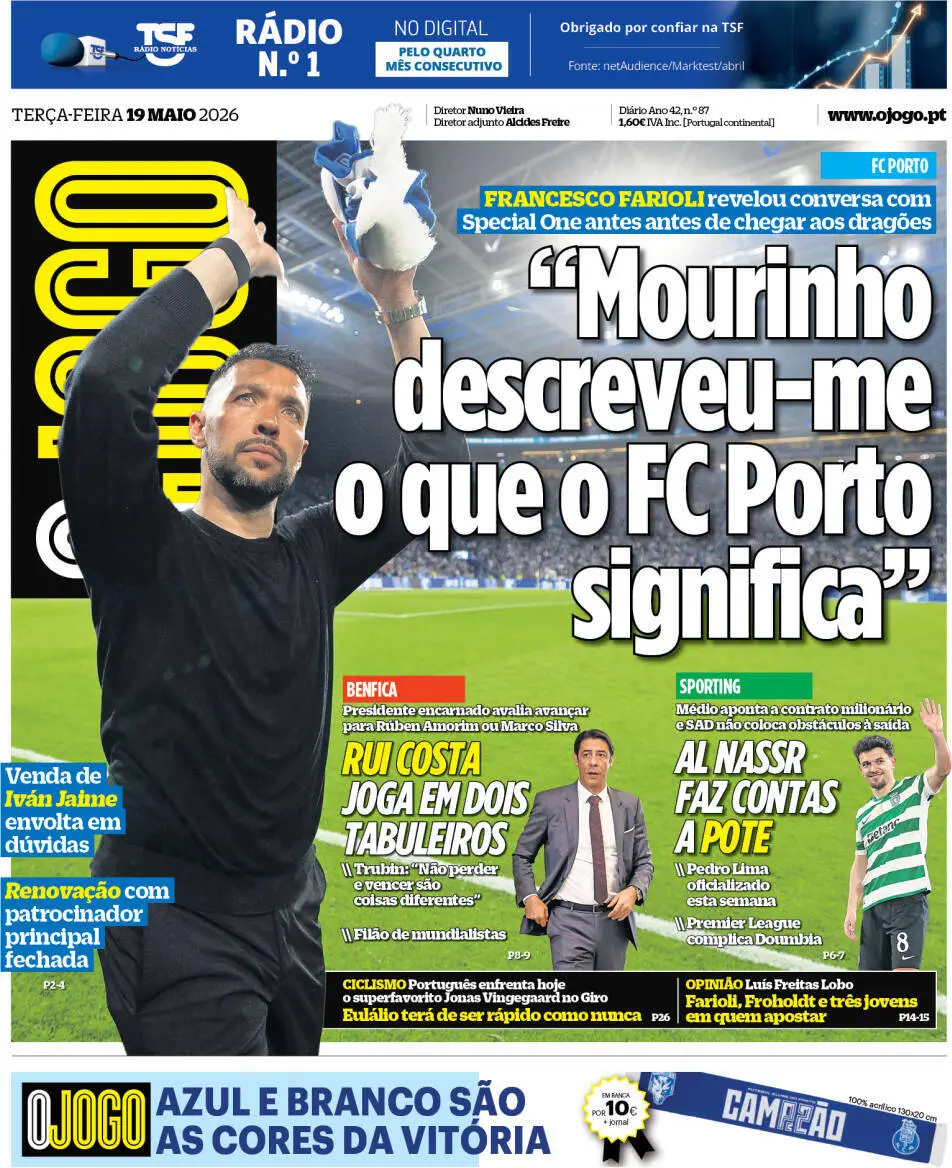 Capa do Jornal “O Jogo” – 19/05/2026