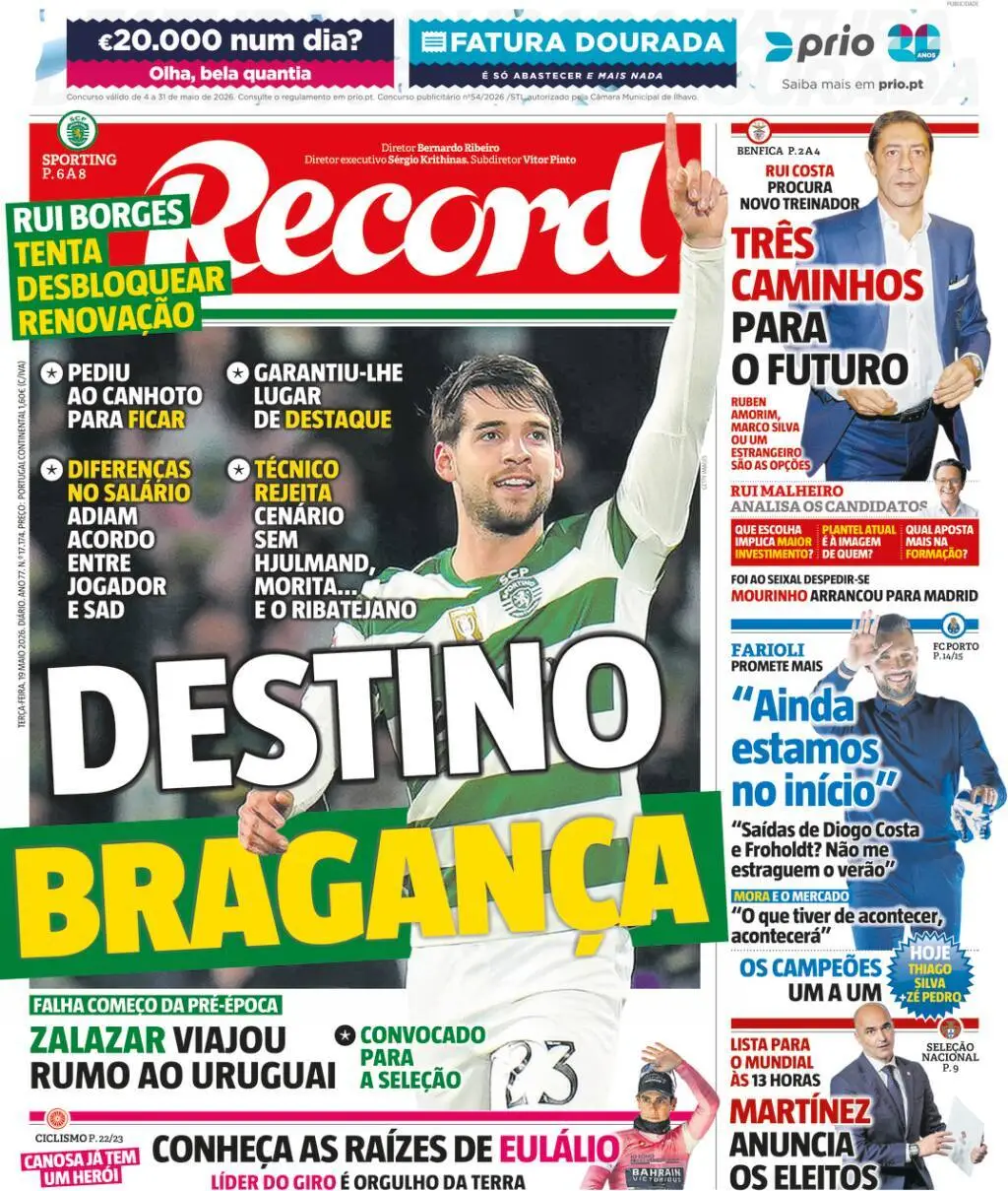 Capa do Jornal “Record” – 19/05/2026