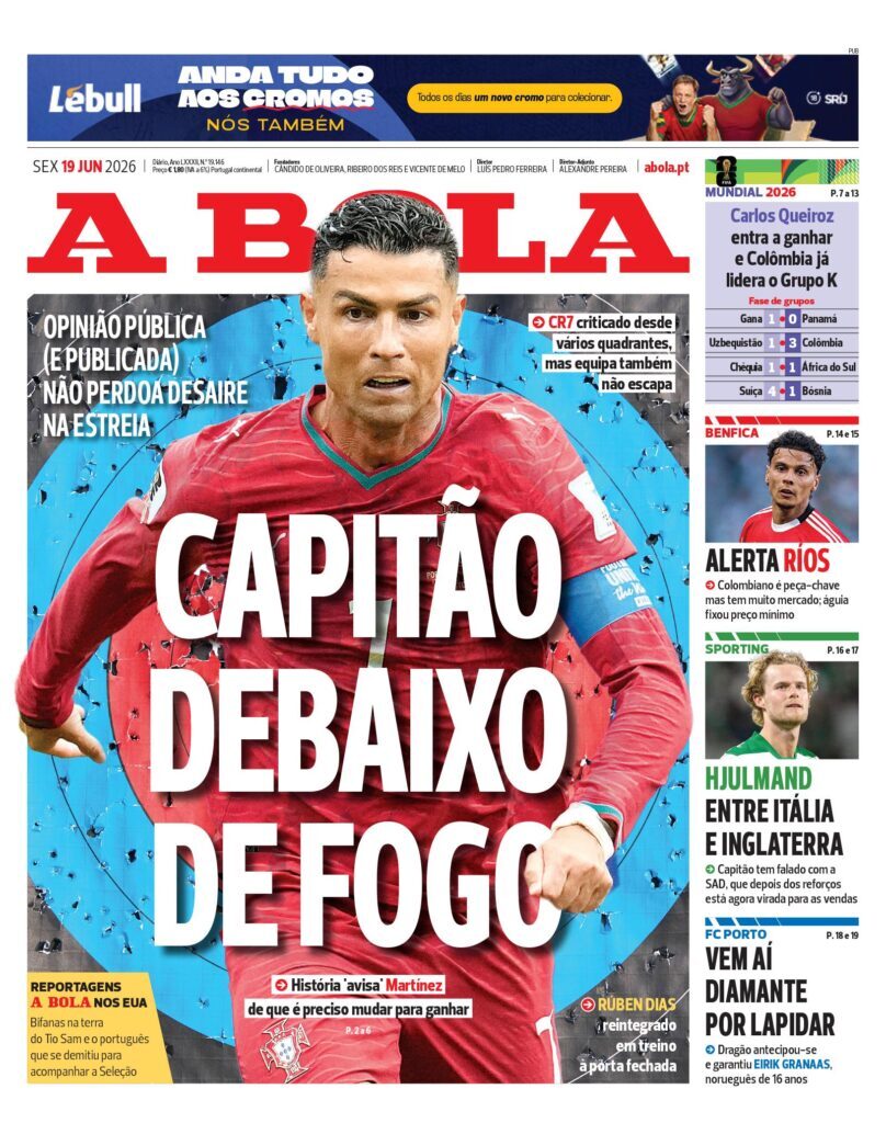 Capa A Bola de 19 Jun 2026 — FC Porto