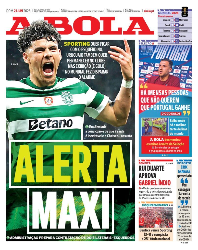 Capa A Bola de 21 Jun 2026 — FC Porto