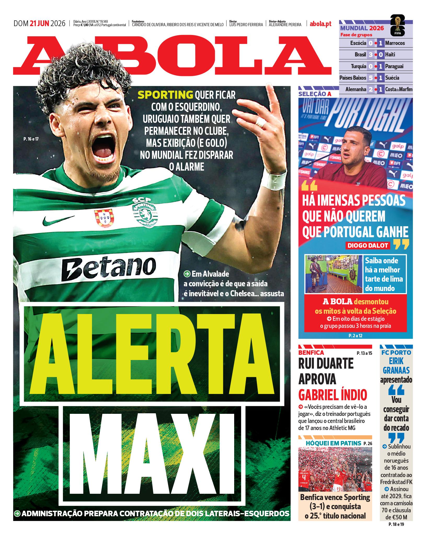 Capa A Bola de 21/06/2026 — FC Porto