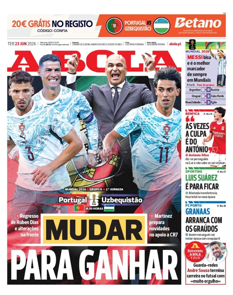 Capa A Bola de 23 Jun 2026 — FC Porto