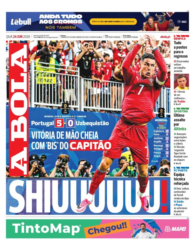 Capa A Bola de 23 Jun 2026 — FC Porto