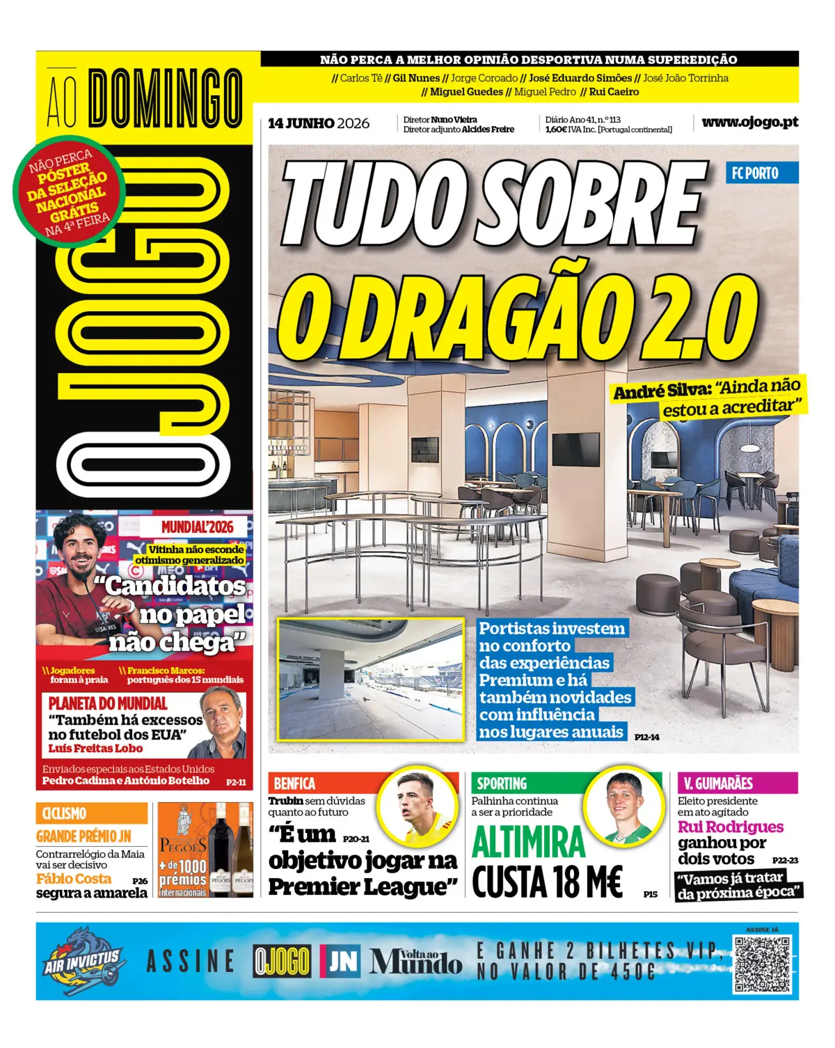 Capa do Jornal “O Jogo” – 14/06/2026