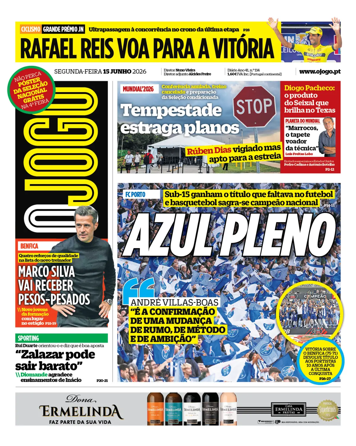 Capa do Jornal “O Jogo” – 15/06/2026