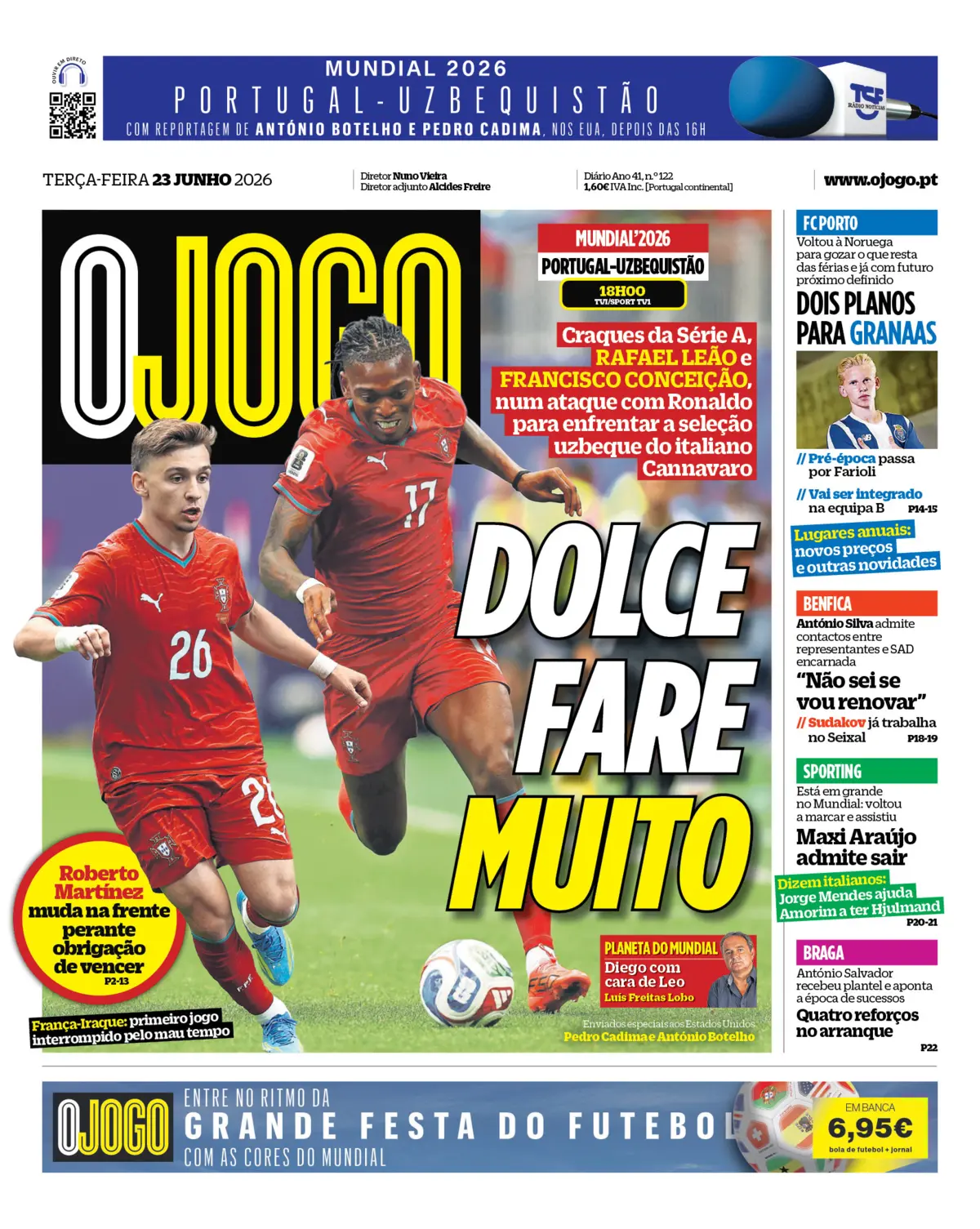 Capa do Jornal “O Jogo” – 23/06/2026