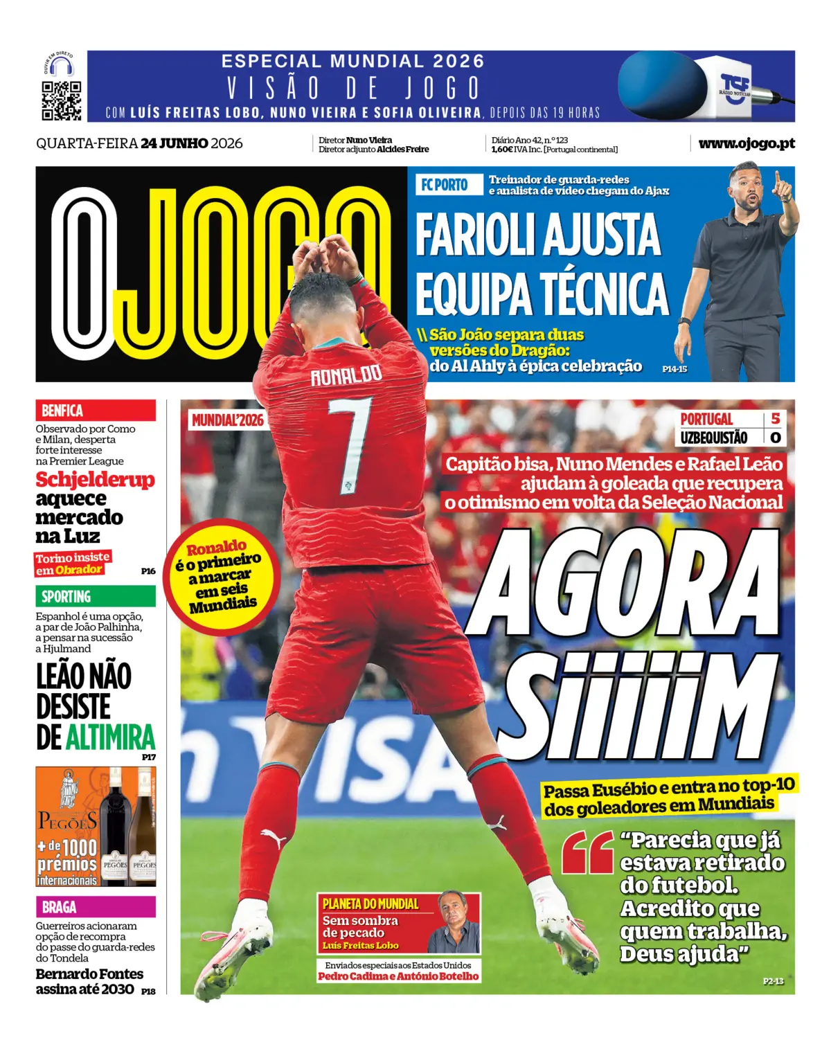 Capa do Jornal “O Jogo” – 24/06/2026