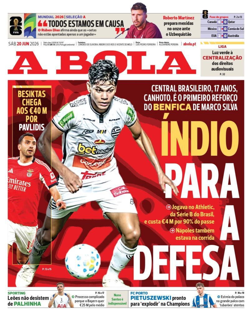 Capa A Bola de 20 Jun 2026 — FC Porto