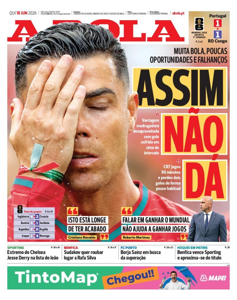 Capa A Bola de 18 Jun 2026 — FC Porto