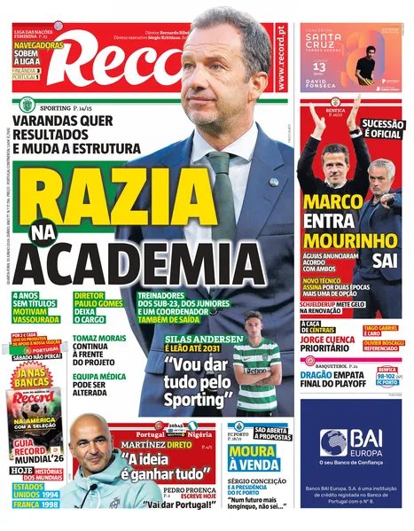 Capa do Jornal “Record” – 10/06/2026