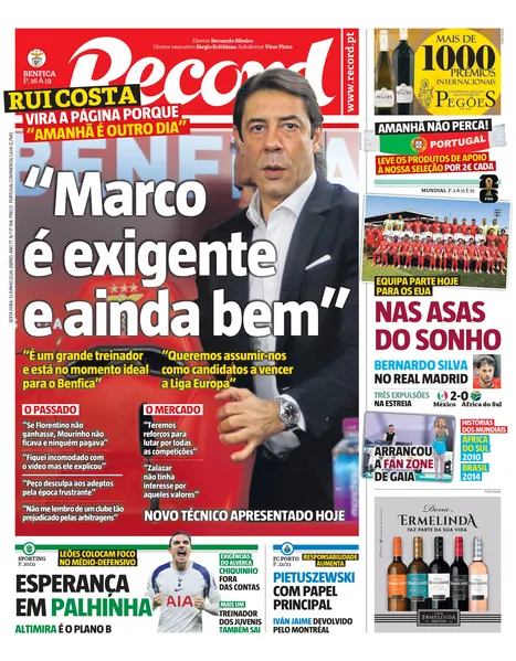Capa do Jornal “Record” – 12/06/2026