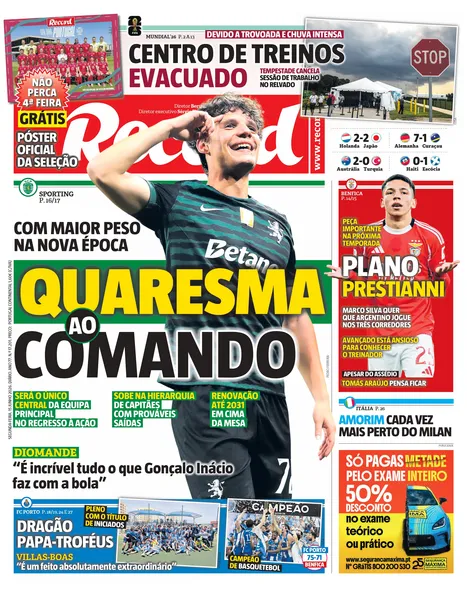 Capa do Jornal “Record” – 15/06/2026