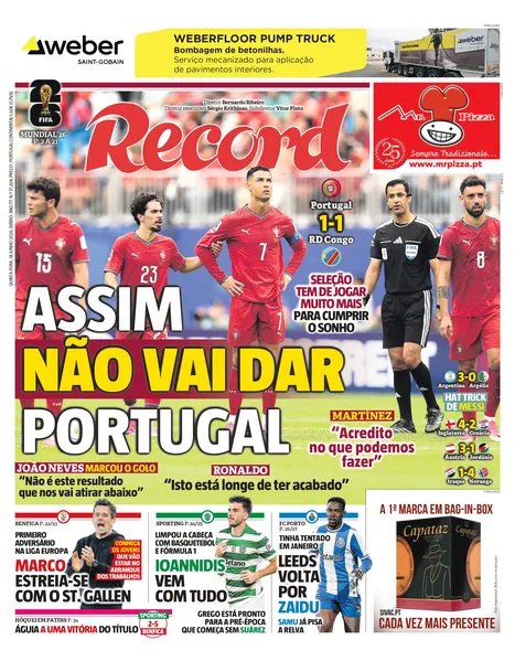 Capa do Jornal “Record” – 18/06/2026
