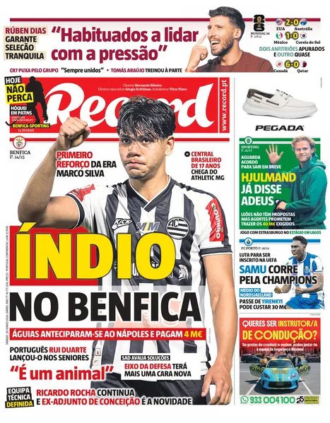 Capa do Jornal “Record” – 20/06/2026