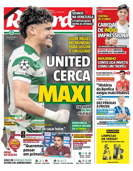 Capa do Jornal “Record” – 26/06/2026