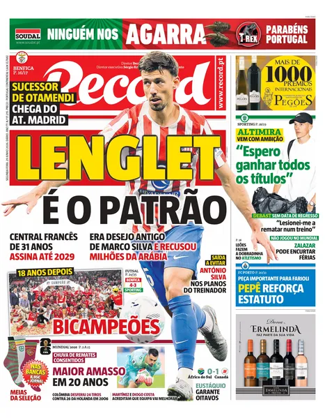 Capa do Jornal “Record” – 29/06/2026