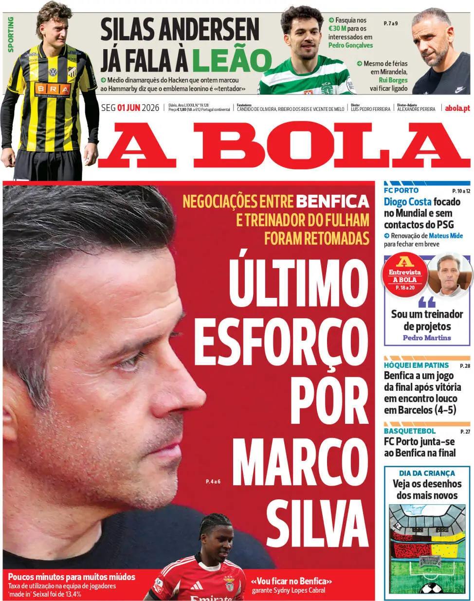 Capa A Bola de 01/06/2026 — FC Porto