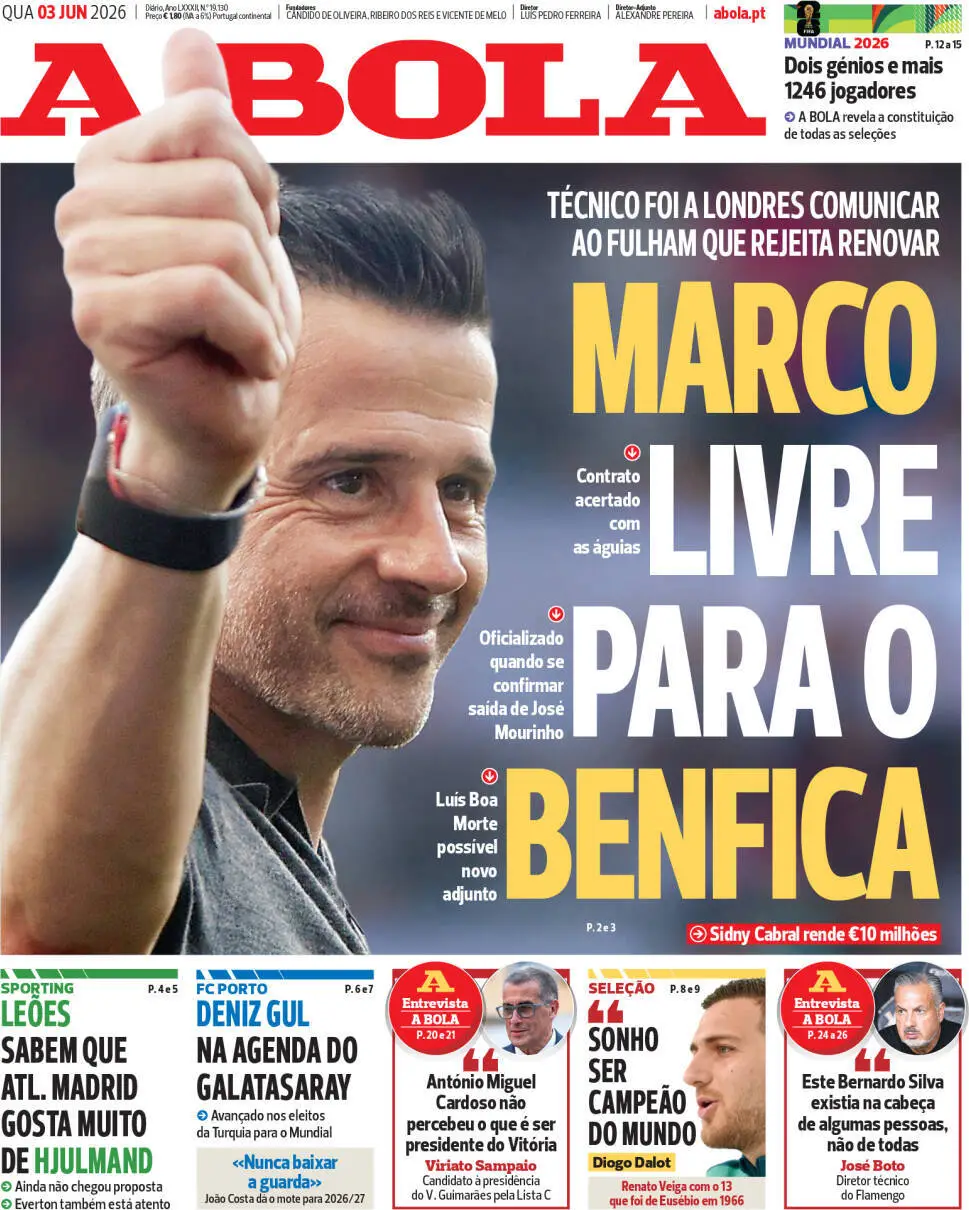 Capa A Bola de 03/06/2026 — FC Porto