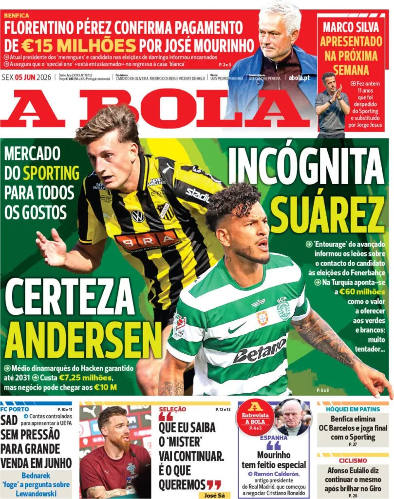 Capa A Bola de 5 Jun 2026 — FC Porto