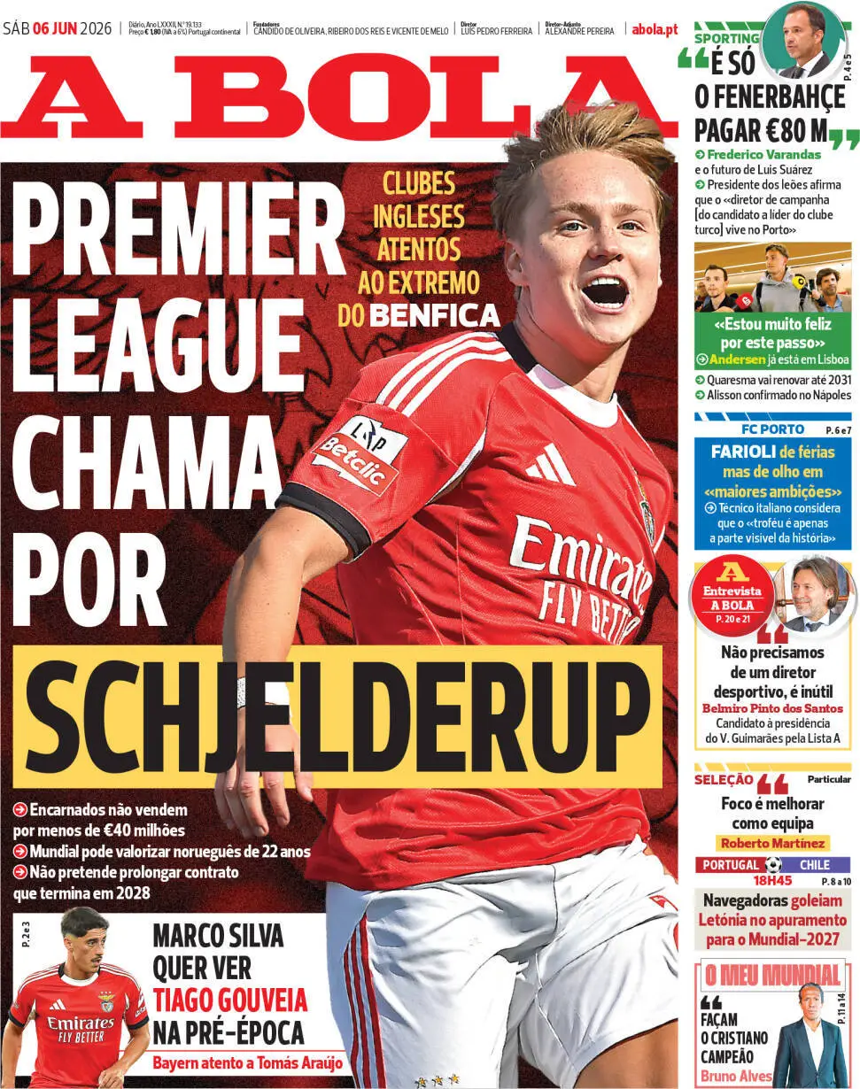 Capa do Jornal “A Bola” – 06/06/2026