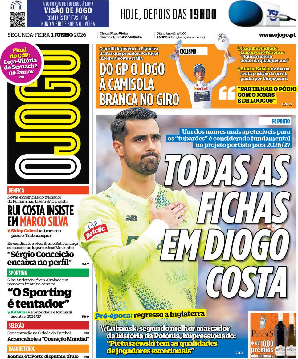 Capa O Jogo de 01/06/2026 — FC Porto