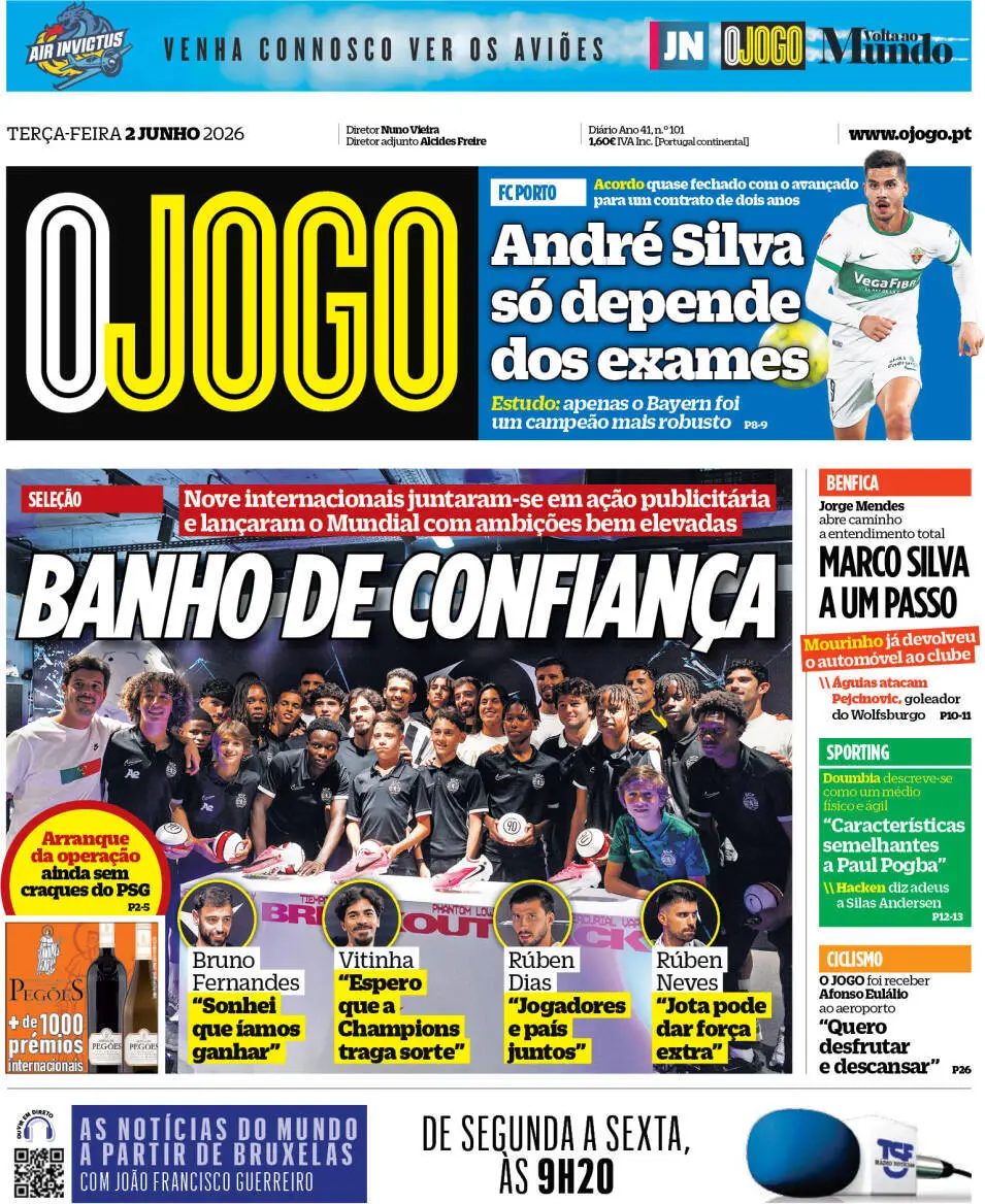 Capa do Jornal “O Jogo” – 02/06/2026