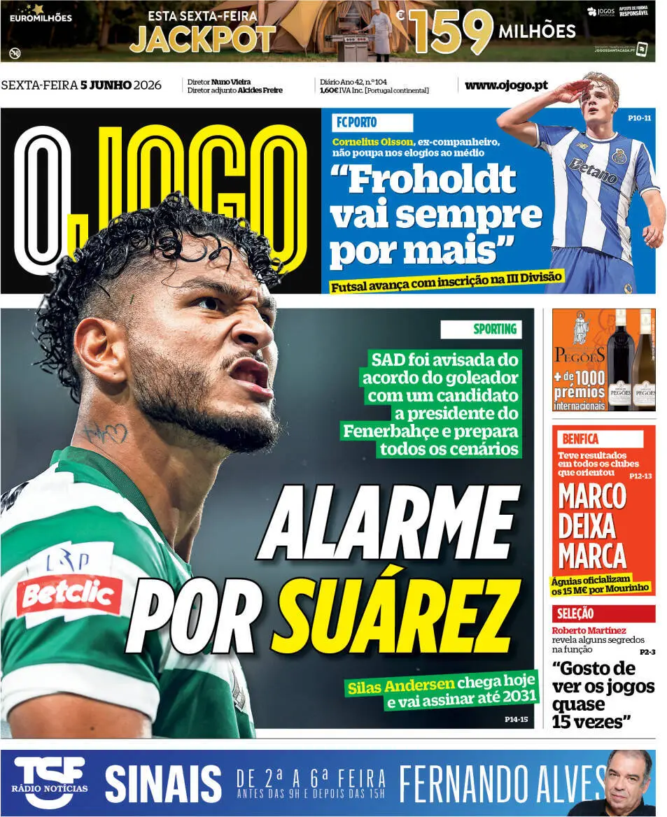 Capa do Jornal “O Jogo” – 05/06/2026