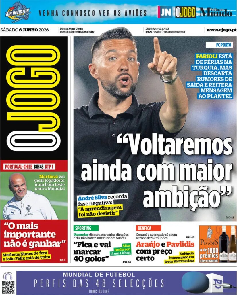 Capa O Jogo de 6 Jun 2026 — FC Porto