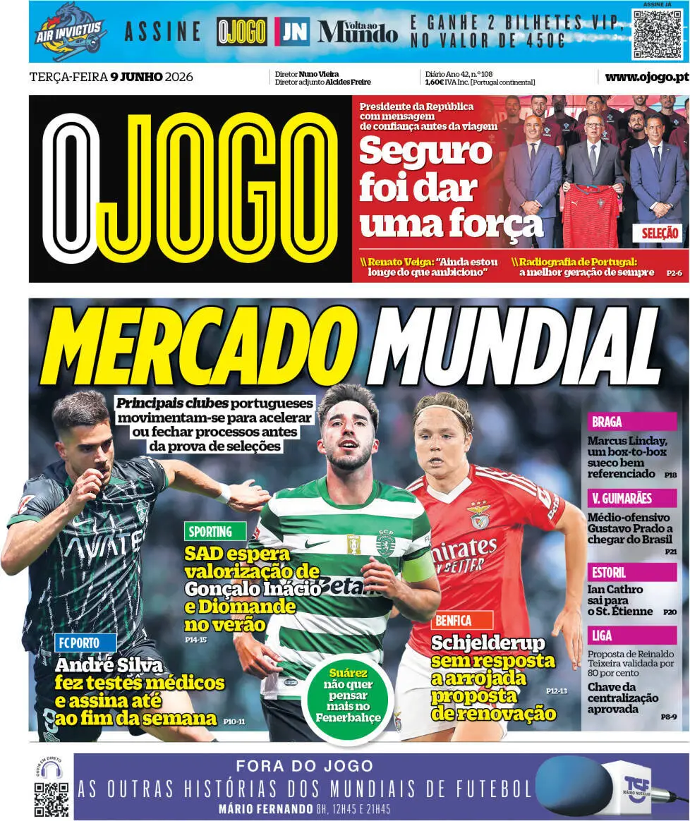 Capa do Jornal “O Jogo” – 09/06/2026