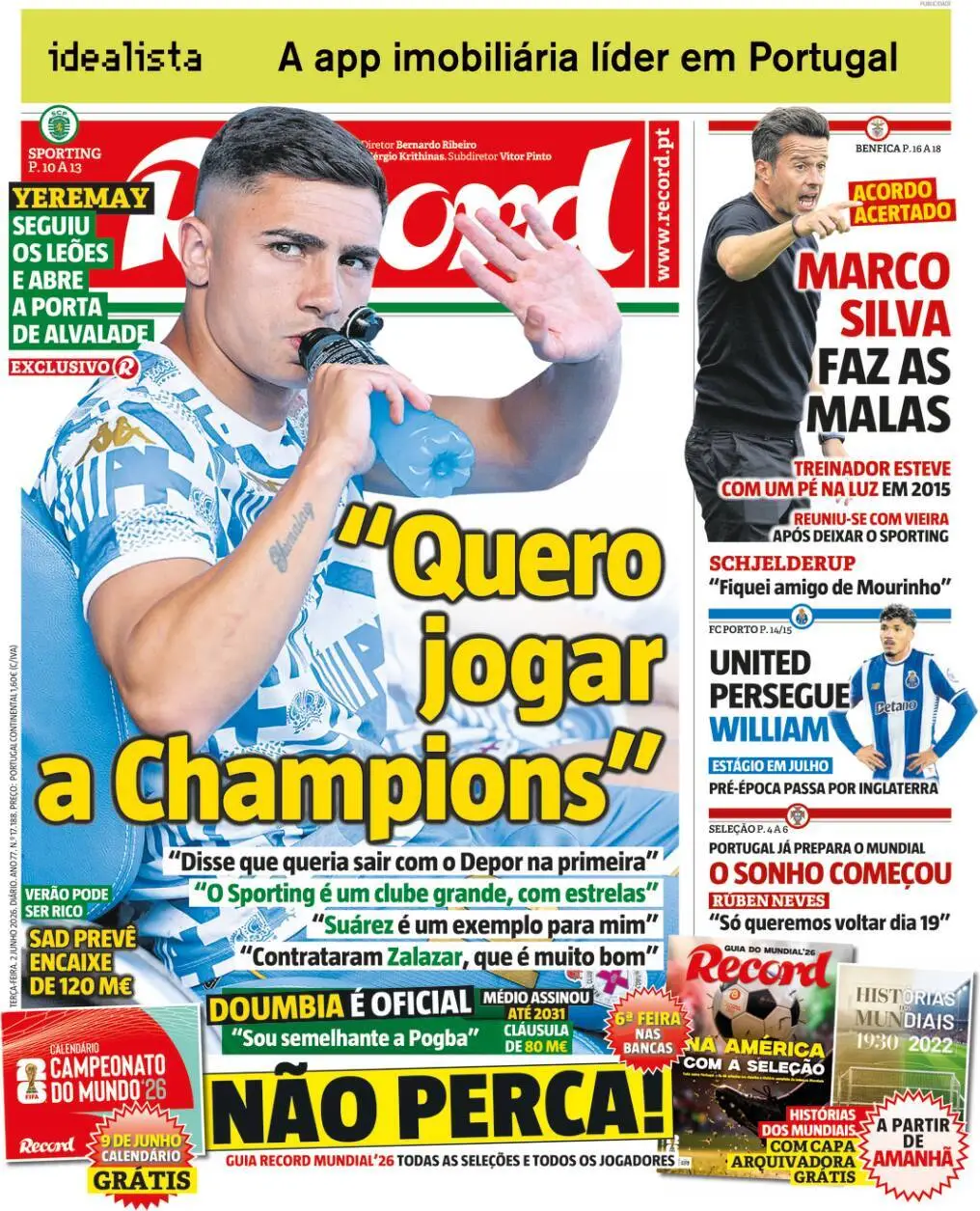 Capa do Jornal “Record” – 02/06/2026