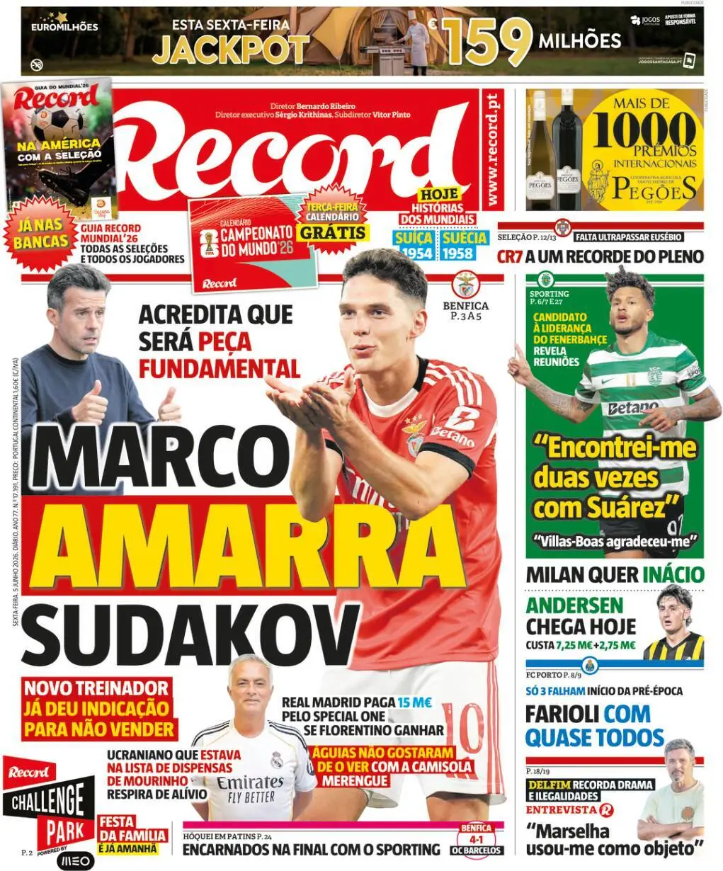 Capa do Jornal “Record” – 05/06/2026