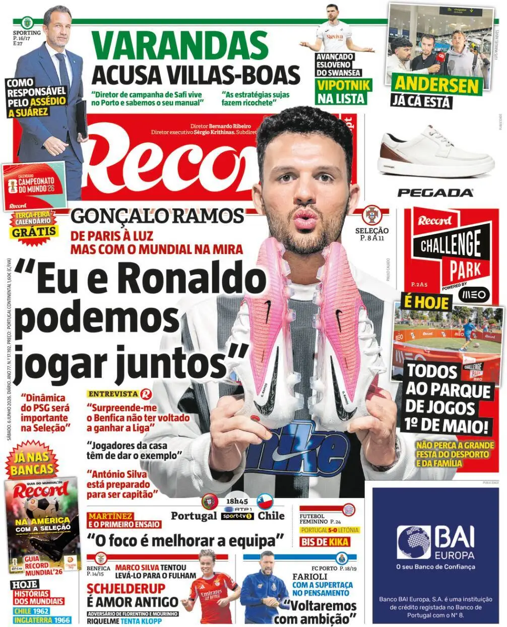 Capa do Jornal “Record” – 06/06/2026