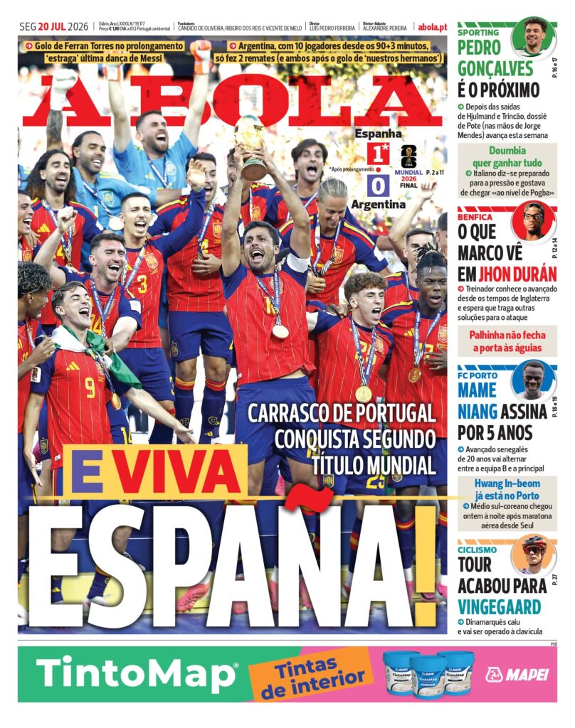 Capa A Bola de 20 Jul 2026 — FC Porto