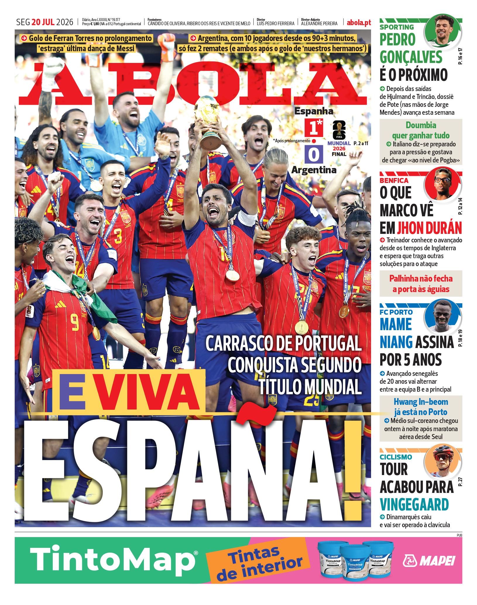 Capa A Bola de 20/07/2026 — FC Porto
