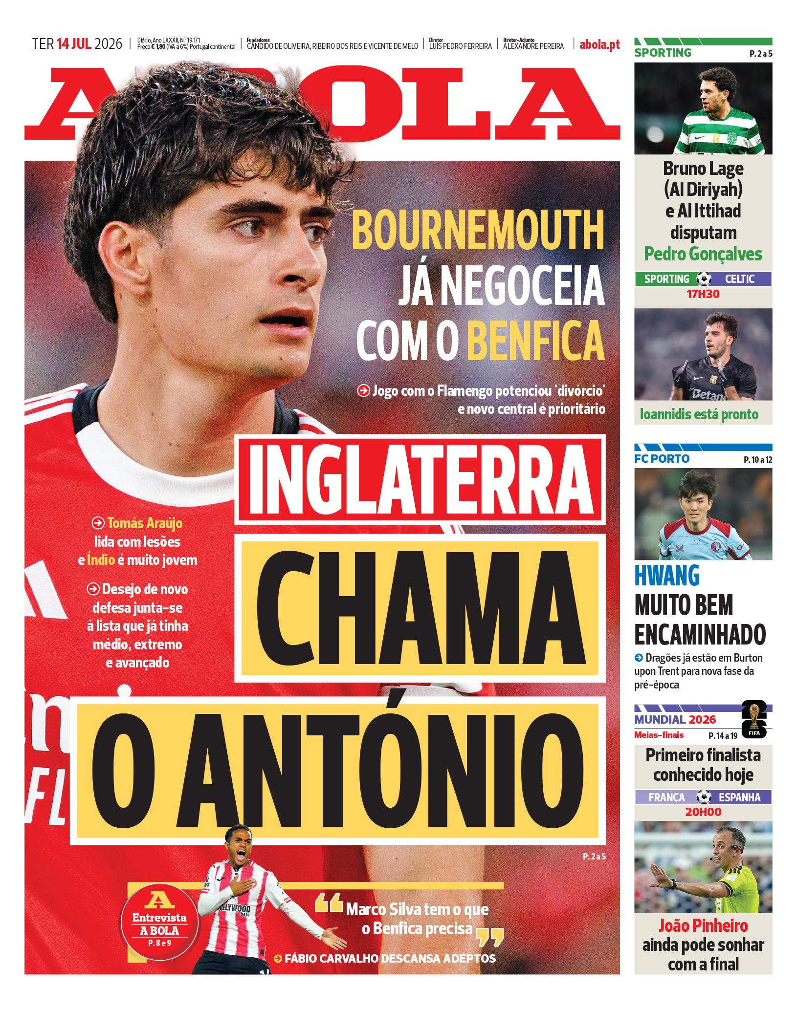 Capa A Bola de 14/07/2026 — FC Porto