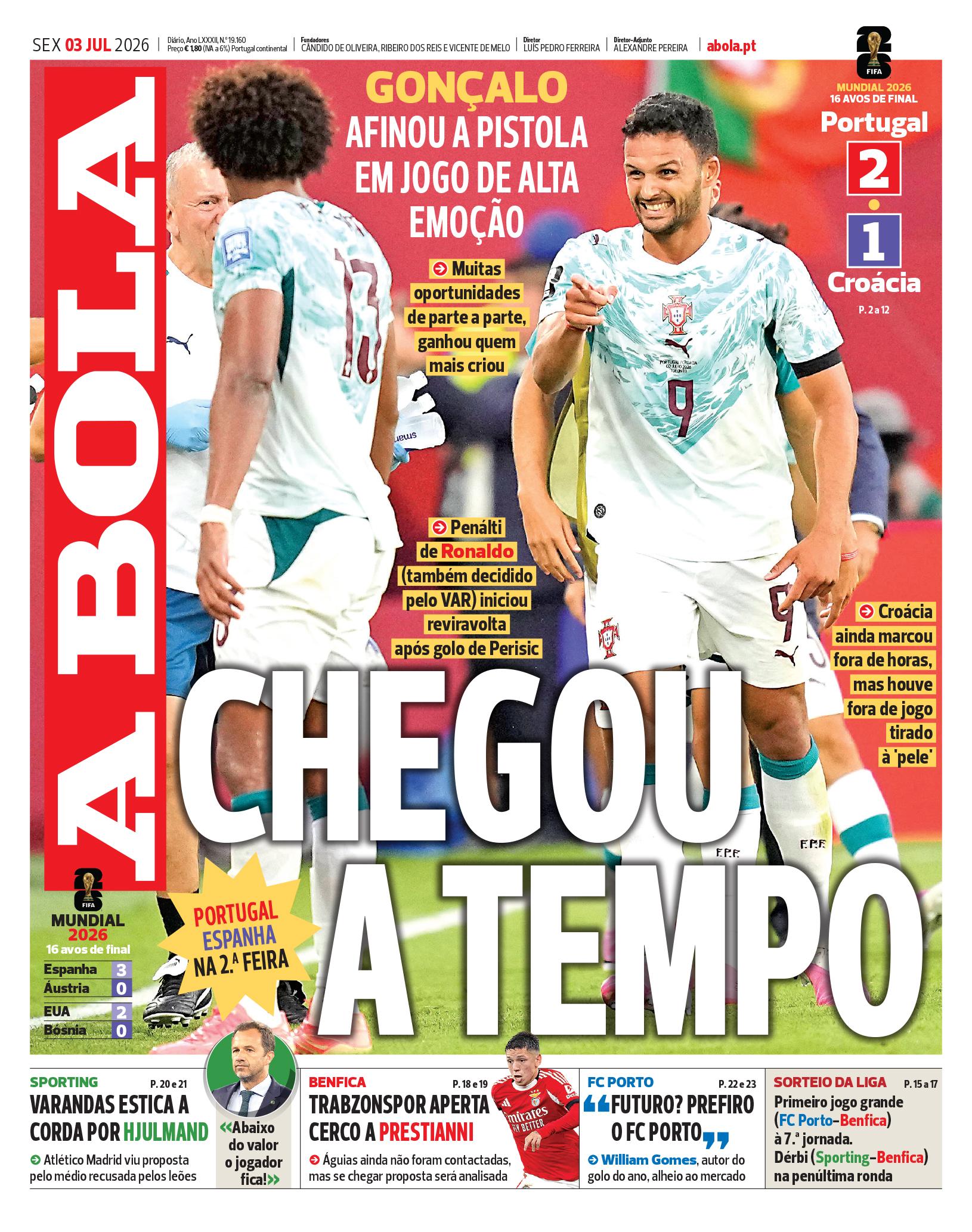 Capa A Bola de 03/07/2026 — FC Porto