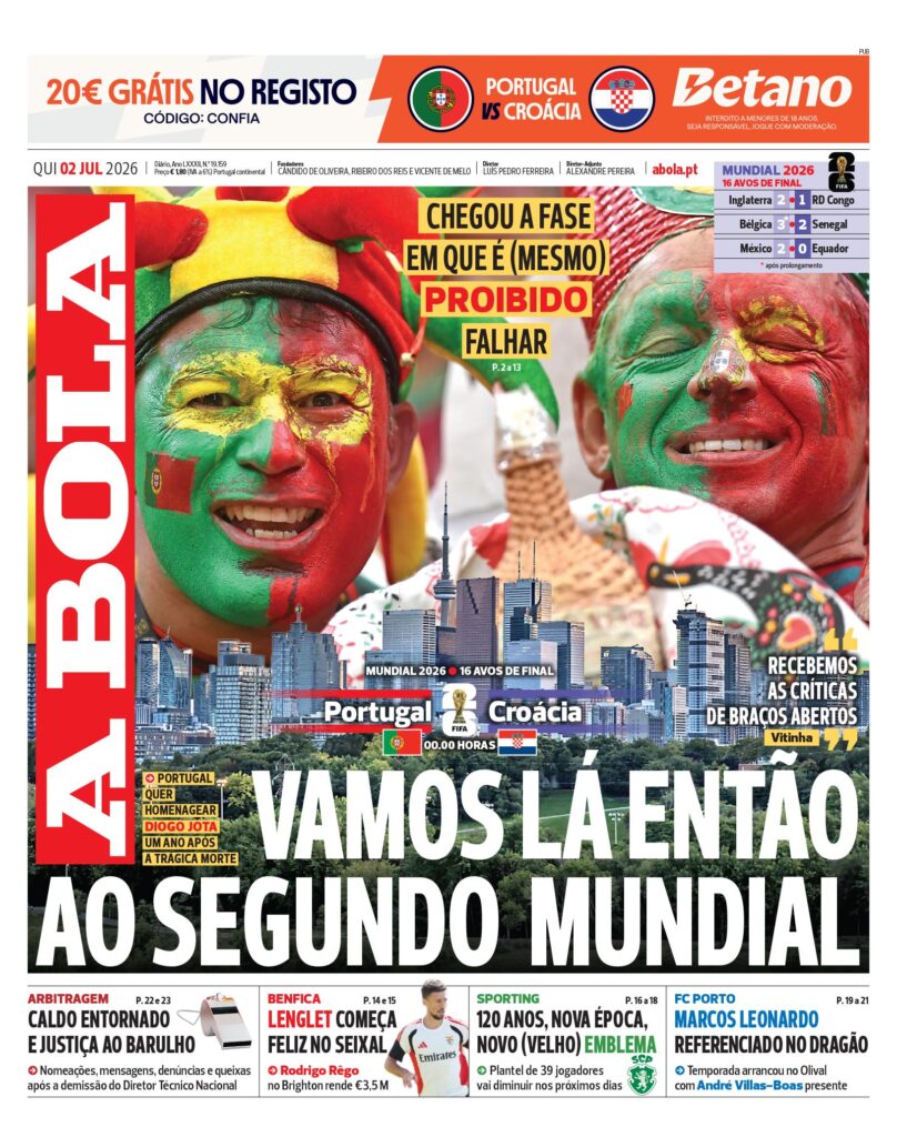 Capa A Bola de 2 Jul 2026 — FC Porto