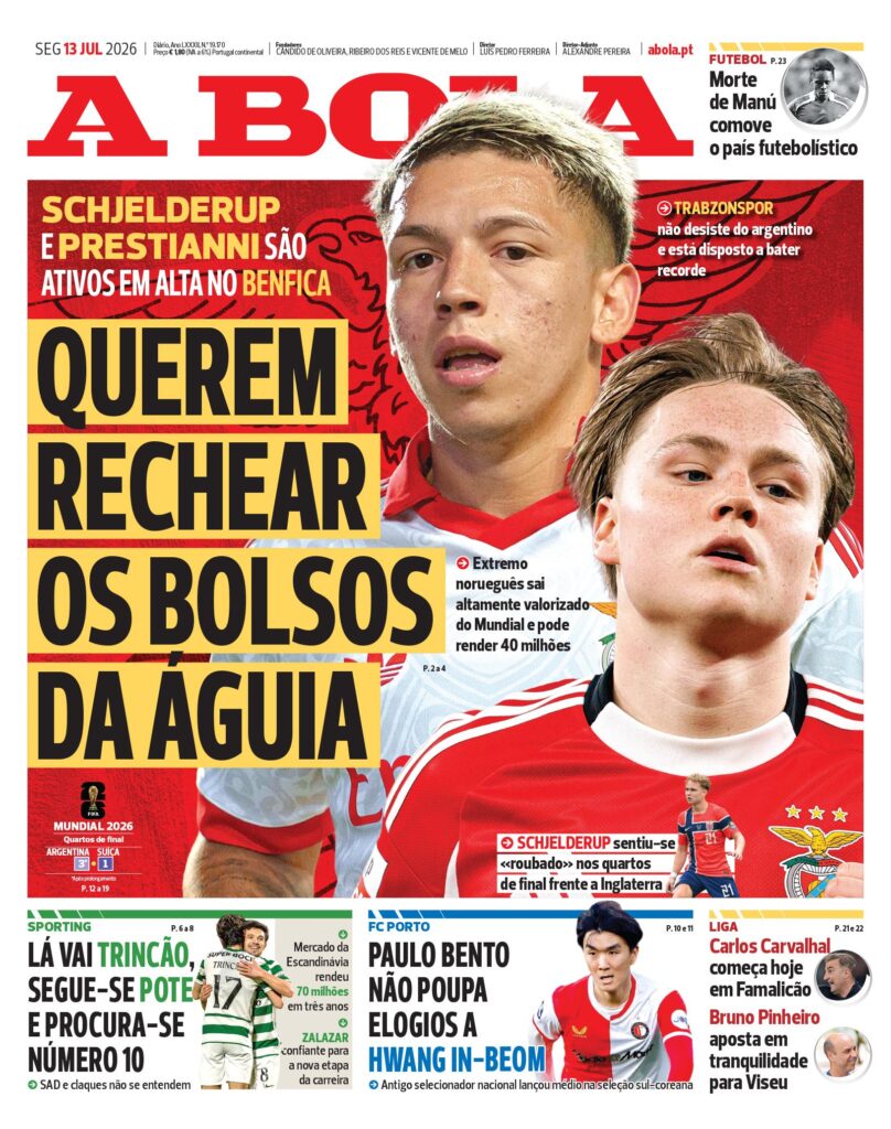 Capa A Bola de 13 Jul 2026 — FC Porto