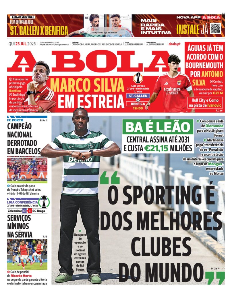 Capa A Bola de 23 Jul 2026 — FC Porto