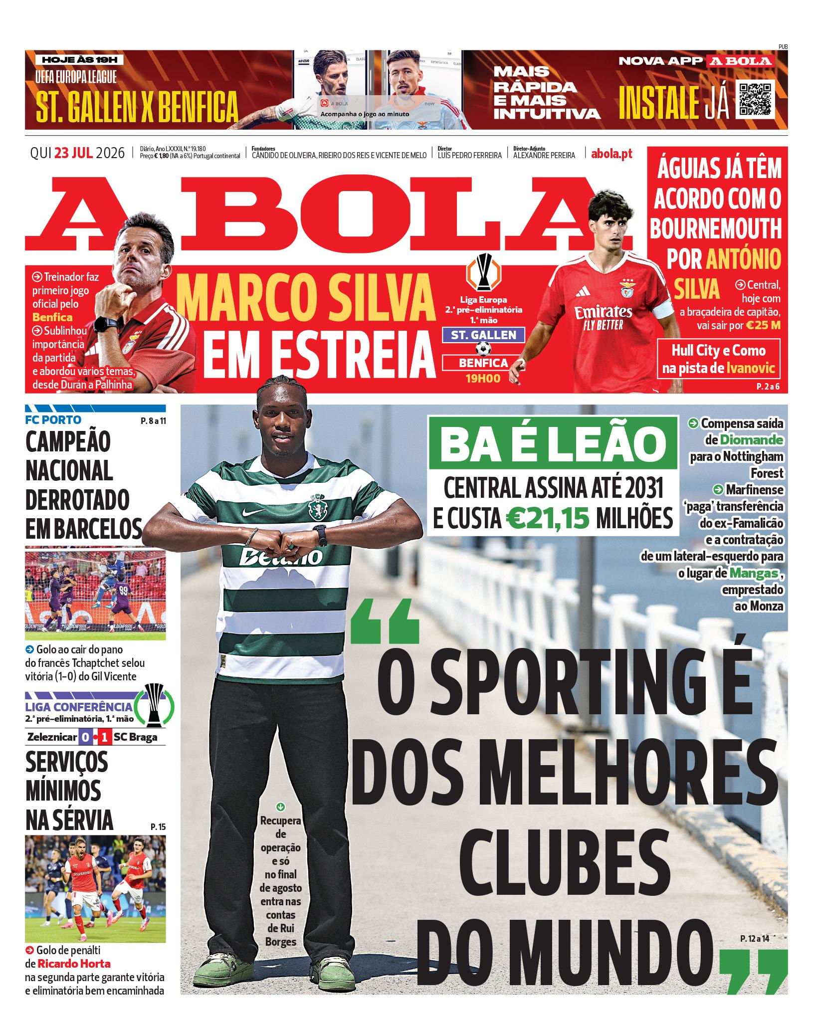 Capa A Bola de 23/07/2026 — FC Porto