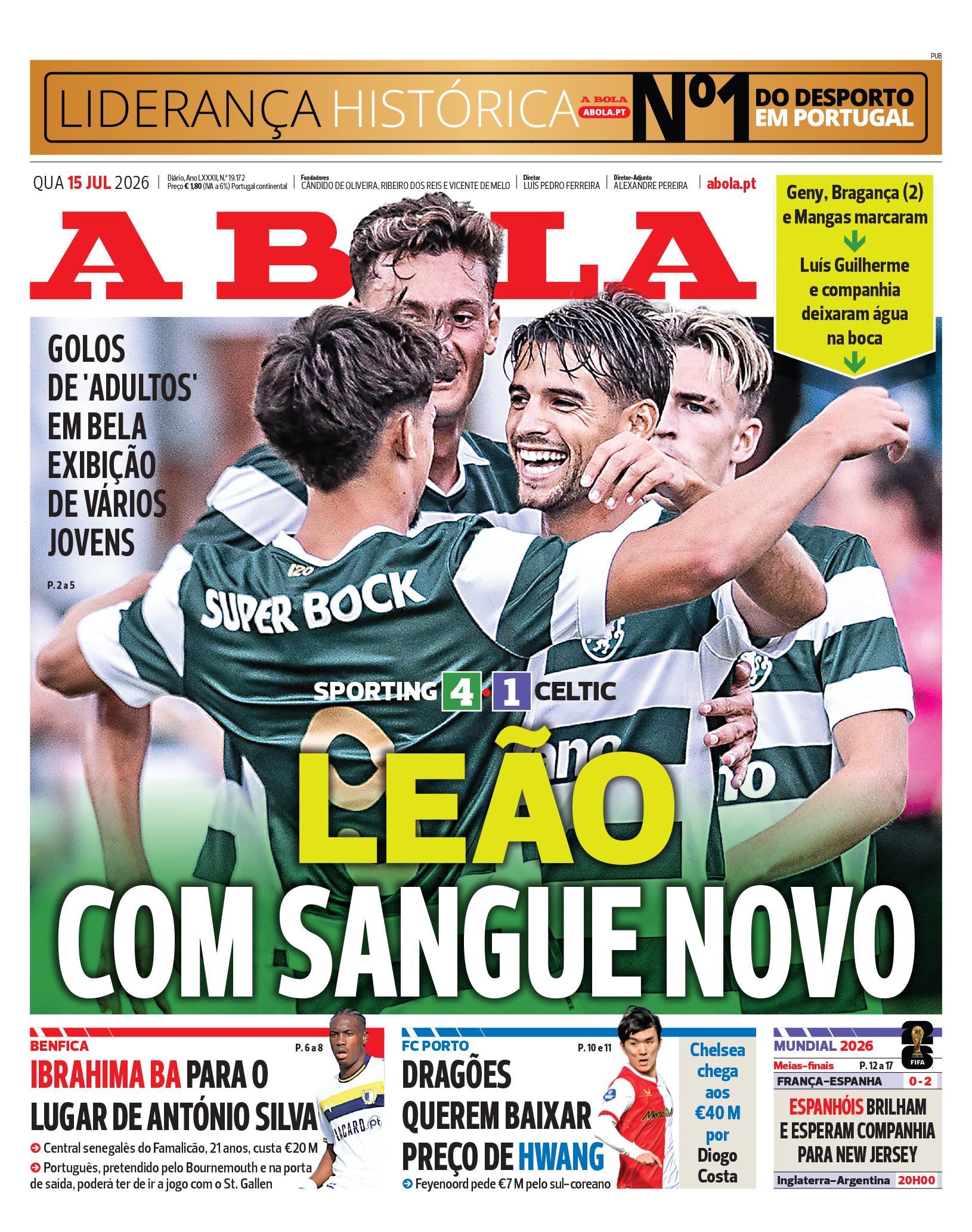 Capa A Bola de 15/07/2026 — FC Porto