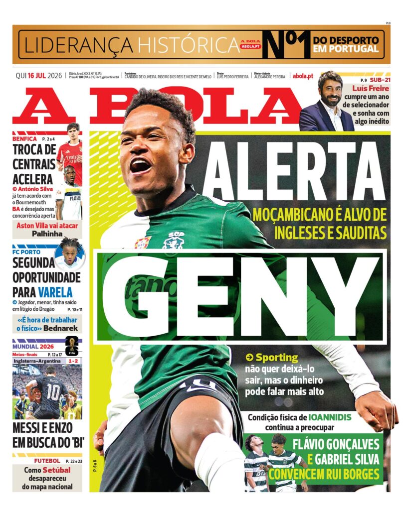 Capa A Bola de 16 Jul 2026 — FC Porto