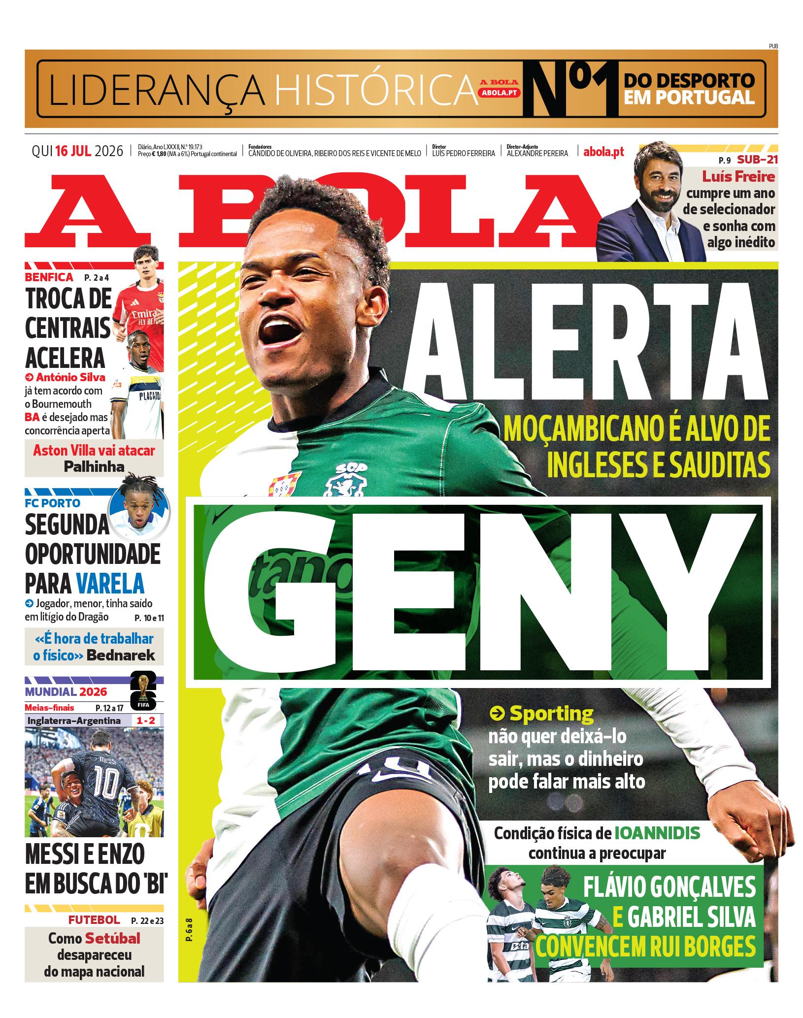 Capa A Bola de 16/07/2026 — FC Porto