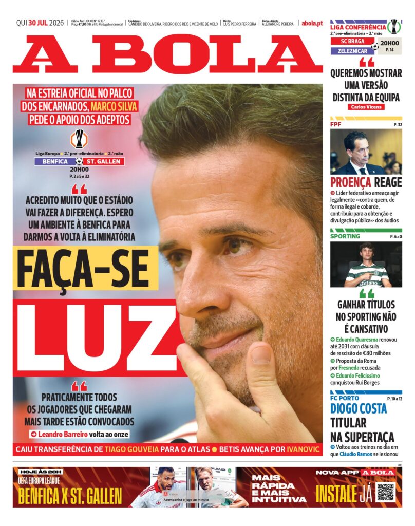 Capa A Bola de 30 Jul 2026 — FC Porto