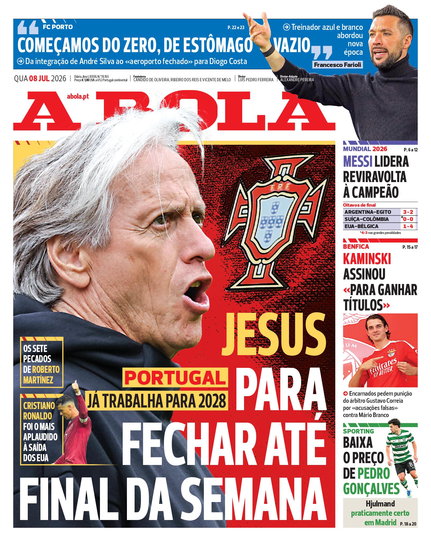 Capa A Bola de 08/07/2026 — FC Porto