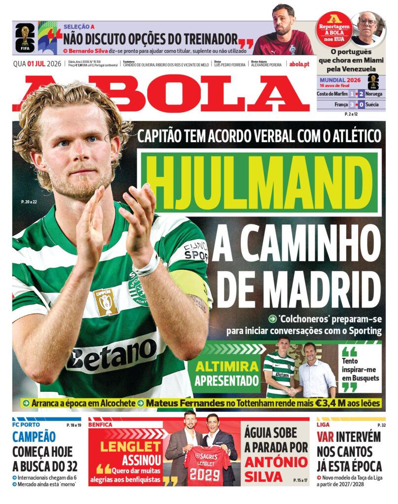 Capa A Bola de 1 Jul 2026 — FC Porto