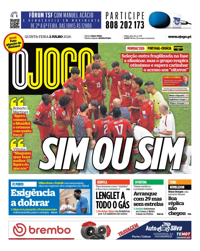 Capa O Jogo de 2 Jul 2026 — FC Porto
